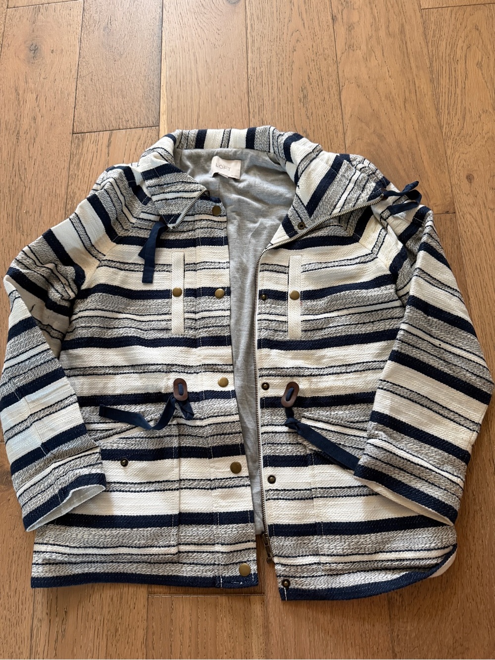 Women’s Ann Taylor Loft Breton Stripe Anorak Jacket Petite Small